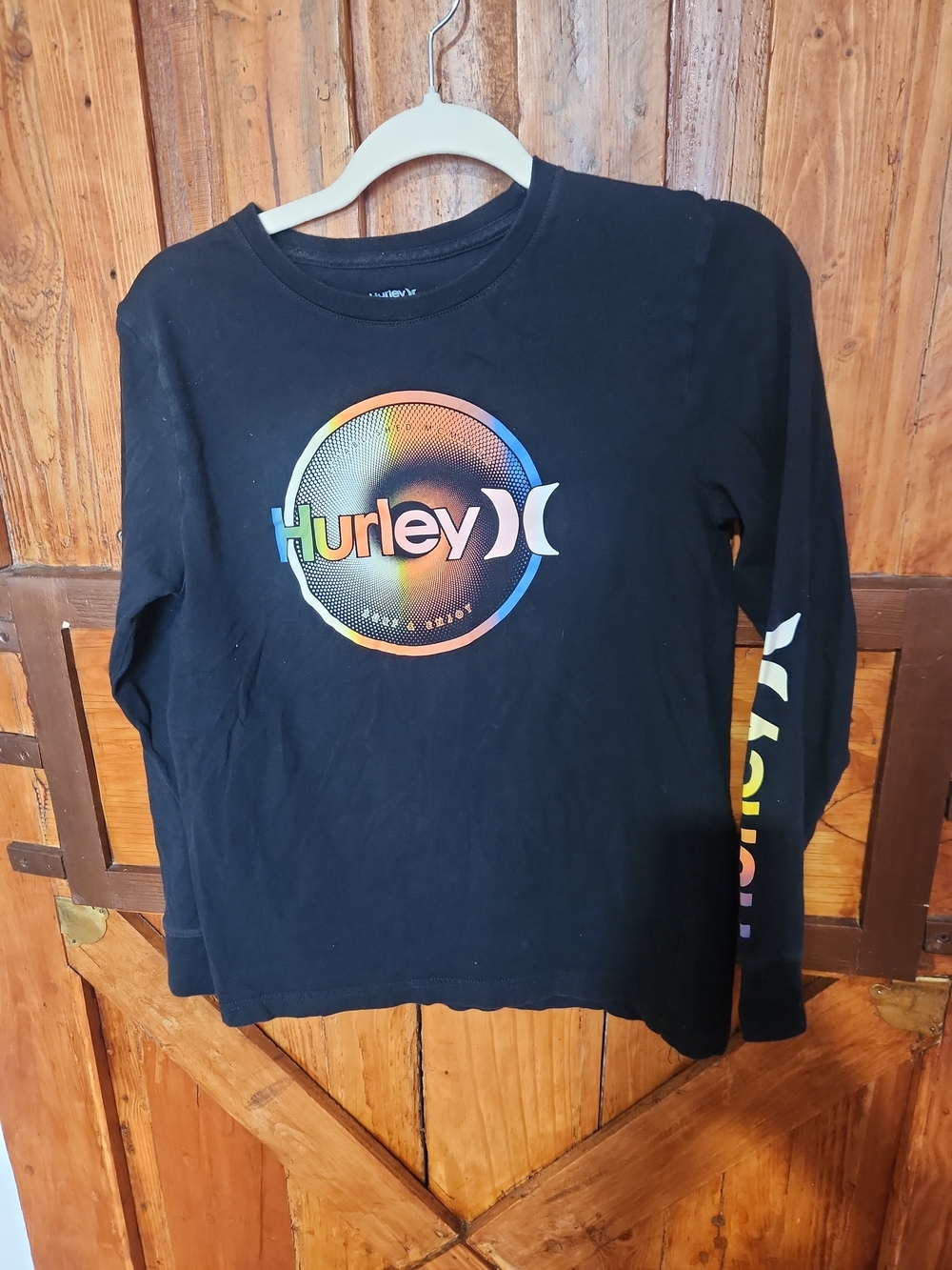 Hurley Black Long Sleeve Tee with Rainbow Logo - Picture 2 of 4